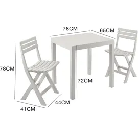 Dmora Gartenmöbel-Set Ortisei, Weiß 2-Sitzer, 1 Tisch - Weiß
