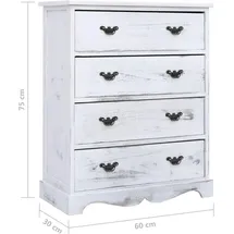 vidaXL Schubladenkommode Weiß 60x30x75 cm Holz