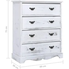 vidaXL Schubladenkommode Weiß 60x30x75 cm Holz