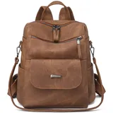 Puwuzixi Frauen Rucksack Wasserdicht Anti-Diebstahl Leichtgewicht PU Mode Reisen Mehrzweck Cabrio Geldbörse Umhängetasche Handtasche Rucksack(Caramel)