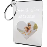 Bl4ckPrint - Foto Schlüsselanhänger Personalisiert mit eigenm Foto und Wunschtext Acrylglas Personalisiertes Geschenk Fotogeschenk für Frauen und Männer - 4x5cm