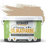 SEEBAUER diy Silikatfarbe Hellbraun 10L für Innen (No. 652 Walnut Tree) Atmungsaktive Mineralfarbe für Allergiker - Abwaschbare Wandfarbe - Brauntöne hohe Deckkraft