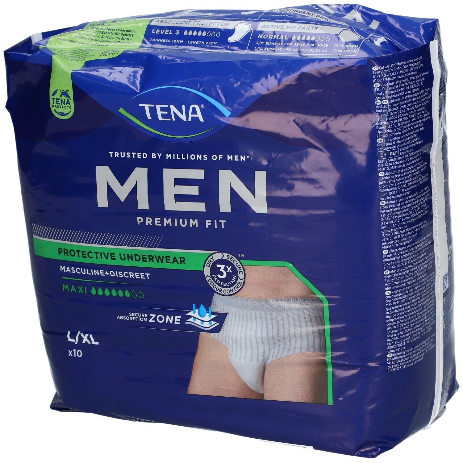 Tena Men Premium Fit Sous-vêtement absopbant Niveau 4 Large 10 pc(s) serviettes hygiénique(s)