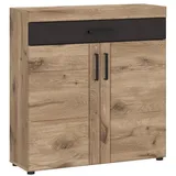 Die Möbelfundgrube Schuhkommode 93 x 100 x 38 cm Grau / Viking Eiche Dekor