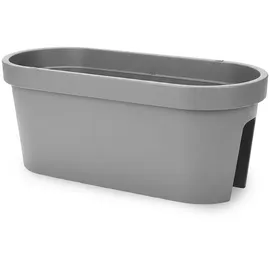 Spetebo Balkon Geländer Blumenkasten oval 60 x 20 x 20 cm Grau