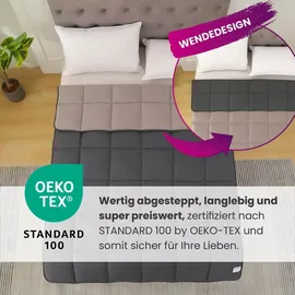Wometo Steppbett 155x220 Oeko-TEX Wende-Design grau – hellgrau
