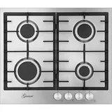 GURARI Gas-Kochfeld 60 cm, Edelstahl 4,0 KW WOK, 4 Gasbrenner,Autark, Einbaukochfeld aus Edelstahl GCH FB 604, Edelstahl Gaskochfeld, Gas Control, Erdgas,Fl.Gas silberfarben