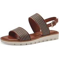 Marco Tozzi Damen Sandalen mit Keilabsatz mit Verstellbarem Riemen Vegan, Braun (Cognac Comb), 40