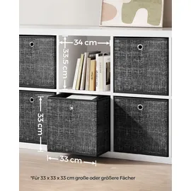 Songmics Aufbewahrungsbox 33 x 33 x 33 cm 6-tlg. schwarz meliert