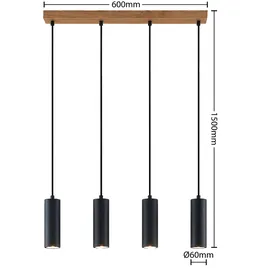 LINDBY Maniva 4-flg. 60 cm rechteckig schwarz