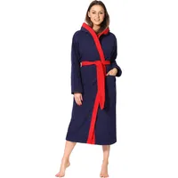 Ladeheid Damen Frottee Bademantel aus 100% Baumwolle LA40-191 (Dunkelblau-29/Rot-26, S) - S