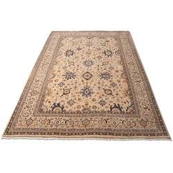 Wollteppich THEKO "Saharna 7521", beige, B:80cm H:12mm L:150cm, Wolle, Teppiche, Fransenteppich, reine Wolle, Orient-Optik, mit Fransen