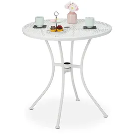 Relaxdays Gartentisch Ø 70 x 72 cm Weiß