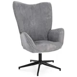BIZZOTTO Drehsessel Inas aus Stoff, klassisch mit Mittelfuß, grau, gepolstert, drehbar 360 Grad