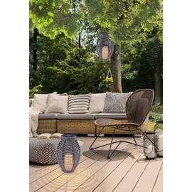 GLOBO LED Rattan Solarlaterne 35 cm grau