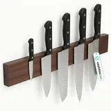 Kibun® Magnetleiste für Messer 40 cm; Extra Starker Magnet Messerhalter, edles Bambus/Walnuss Holz Messerleiste, Werkzeug Wandhalter für Küchenorganisation inkl. Montagematerial (Walnussholz)