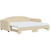 vidaXL Tagesbett Ausziehbar mit Matratzen Creme 90x200 cm Stoff1886825