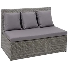 MCW Poly-Rattan 2er Sofa MCW-G16 120cm grau Kissen dunkelgrau (69545)