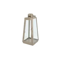 Laterne , beige , Metall, Glas , Maße (cm): B: 16,2 H: 38,5 T: 16,2