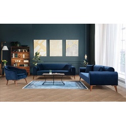 JVmoebel Sofa »Sofagarnitur 3+3+1 Sitzer Garnitur Sofa Sessel« blau