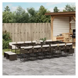 vidaXL 17-tlg. Garten-Essgruppe mit Kissen Braun Poly Rattan