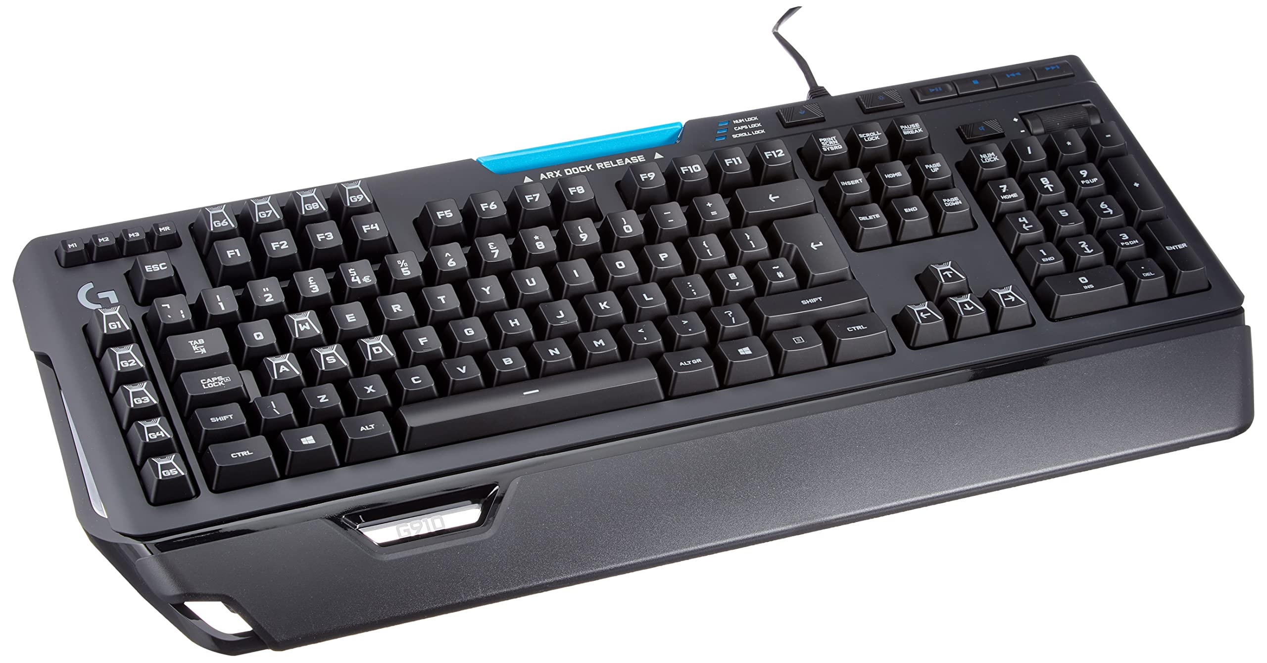 Logitech G910 Orion Spectrum mechanische Gaming-Tastatur, Taktile Romer-G Switches, RGB-Beleuchtung, 9 Programmierbare G-Tasten, Anti-Ghosting, ARX-Zweitbildschirm Feature, UK QWERTY-Layout - Schwarz