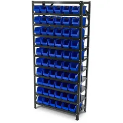 HBM-Schrank, Lager, Regal mit 60 Sichtlagerkästen