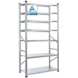 Proregal Fachbodenregal Silber, Metall, 90x250x50 cm, Freizeit, Heimwerken, Werkstatt, Schwerlastregale