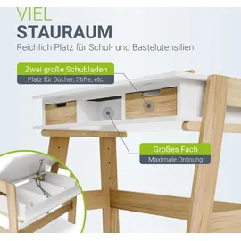 Juskys Kinderschreibtisch Fietje Plus Kiefer weiß