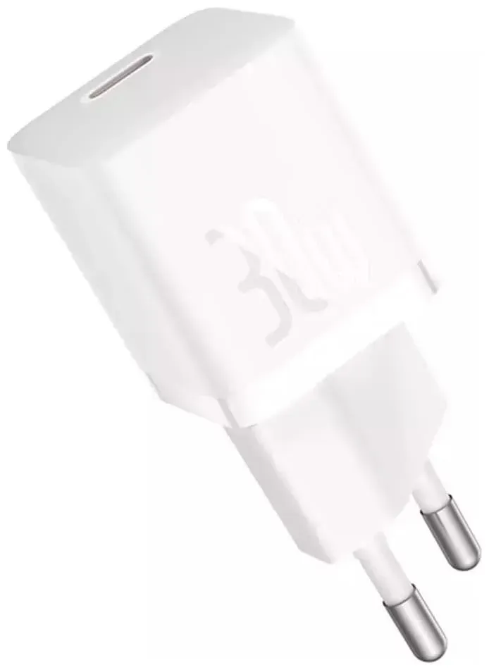 Baseus Mini wall charger GaN5 30W (white) (30 W, Fast Charge), USB Ladegerät, Weiss