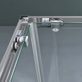 mai & mai Duschkabine mit Doppel-Schiebetür Duschtür 80x80cm Eckeinstieg Echtglas Lotuseffekt ESG-Sicherheitsglas Ravenna16k