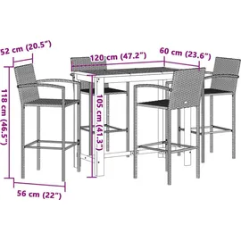 vidaXL Gartenbar-Set 5-tlg. Braun
