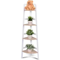 Eckregal, Standregal Mit 4 Ebenen, Leiterregal Holz, Bücherregal, 32 X 32 X 138