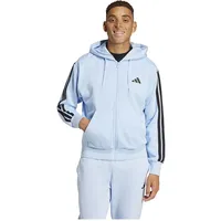 Adidas Essentials 3-Streifen Fleece Reißverschlusspullover Glow Blue / Black