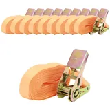 Baumarktplus trutzholm 10x Spanngurt mit Ratsche 1-tlg 4m 800kg 25mm tüv/gs orange wetterf...