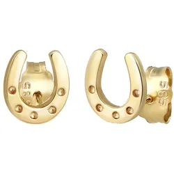 Elli PREMIUM Hufeisen Glücksbringer Symbol Luck 585er Gelbgold Ohrringe   Damen 