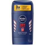 NIVEA MEN Dry Impact Deo Stick (50 ml), Anti-Transpirant für ein trockenes Hautgefühl, Deodorant mit 48h Schweiß-Schutz-Formel und 2 antibakteriellen Wirkstoffen