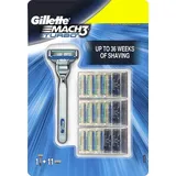 Gillette Mach3 Turbo Scheerapparaat + 12 Navulmesjes - Blau/Grau