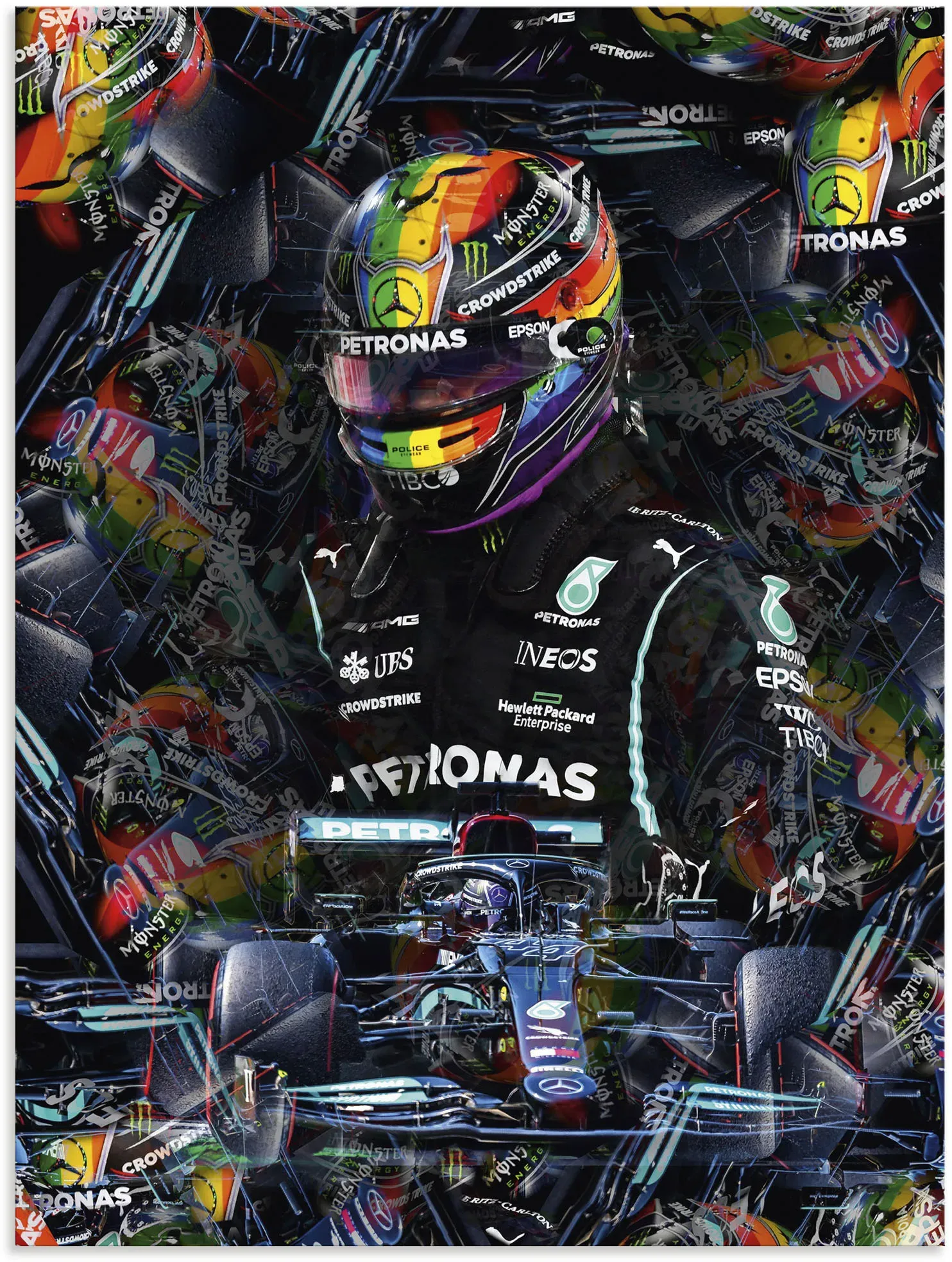 Artland Wandbild »Sir Lewis Hamilton Motorsportlegende«, Bilder von Männern, (1 St.), als Alubild, Outdoorbild, Leinwandbild, Poster in verschied. Größen Artland schwarz