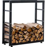 TPFLiving Kaminholzständer Kerry-II Metall 25 x 100 x 100 cm Schwarz