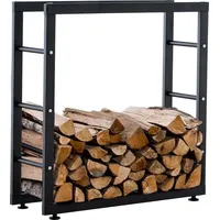 TPFLiving Kaminholzständer Kerry-II Metall 25 x 100 x 100 cm Schwarz
