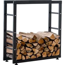 TPFLiving Kaminholzständer Kerry-II Metall 25 x 100 x 100 cm Schwarz