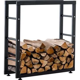 TPFLiving Kaminholzständer Kerry-II Metall 25 x 100 x 100 cm Schwarz