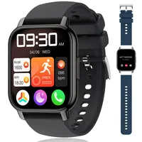 Popglory Smartwatch Herren Damen, 1.85" Fitnessuhr mit Blutdruckmessung Telefonfunktion Sprachsteuerung Herzfrequenz, 100+ Sportmodi Fitness Tracker Schrittzähler Schlaf SpO2, für Android iOS