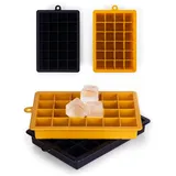 Blumtal Eiswürfelformen Silikon - Eiswürfelform - Silikon Eiswürfelform für Eiswürfel 2,6 cm - 2 x Eiswürfelformen in M - BPA freier Ice Cube Maker 2x - Black Blue und Spicy Mustard