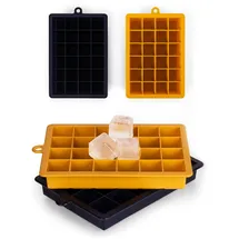 Blumtal Eiswürfelformen Silikon - Eiswürfelform - Silikon Eiswürfelform für Eiswürfel 2,6 cm - 2 x Eiswürfelformen in M - BPA freier Ice Cube Maker 2x - Black Blue und Spicy Mustard