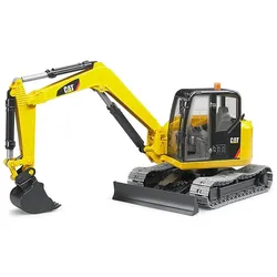 BRUDER Cat Minibagger, Spielzeug-Bagger, ab 3 Jahren, 1:16, drehbares Fahrerhaus, Raupenfahrwerk