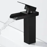 Moderne Schwarze Wasserfall-waschtischarmatur, Waschbeckenarmatur, Waschtischarmatur, Messing-waschtischarmatur, Erhältlich Für Warm- Und Kaltwasser (höhe 20 Cm)