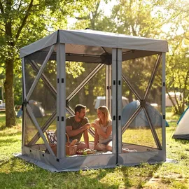 Outsunny Faltpavillon 1,85 x 1,85 m inkl. 4 Seitenteile Dunkelgrau
