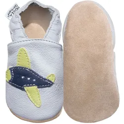 Krabbelschuhe Flugzeug grau 16/17 (0 - 6 Monate) Krabbelsohle